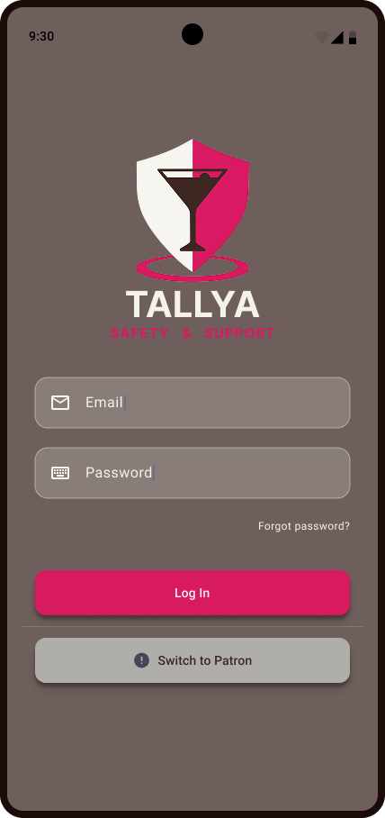 Establishment login screen