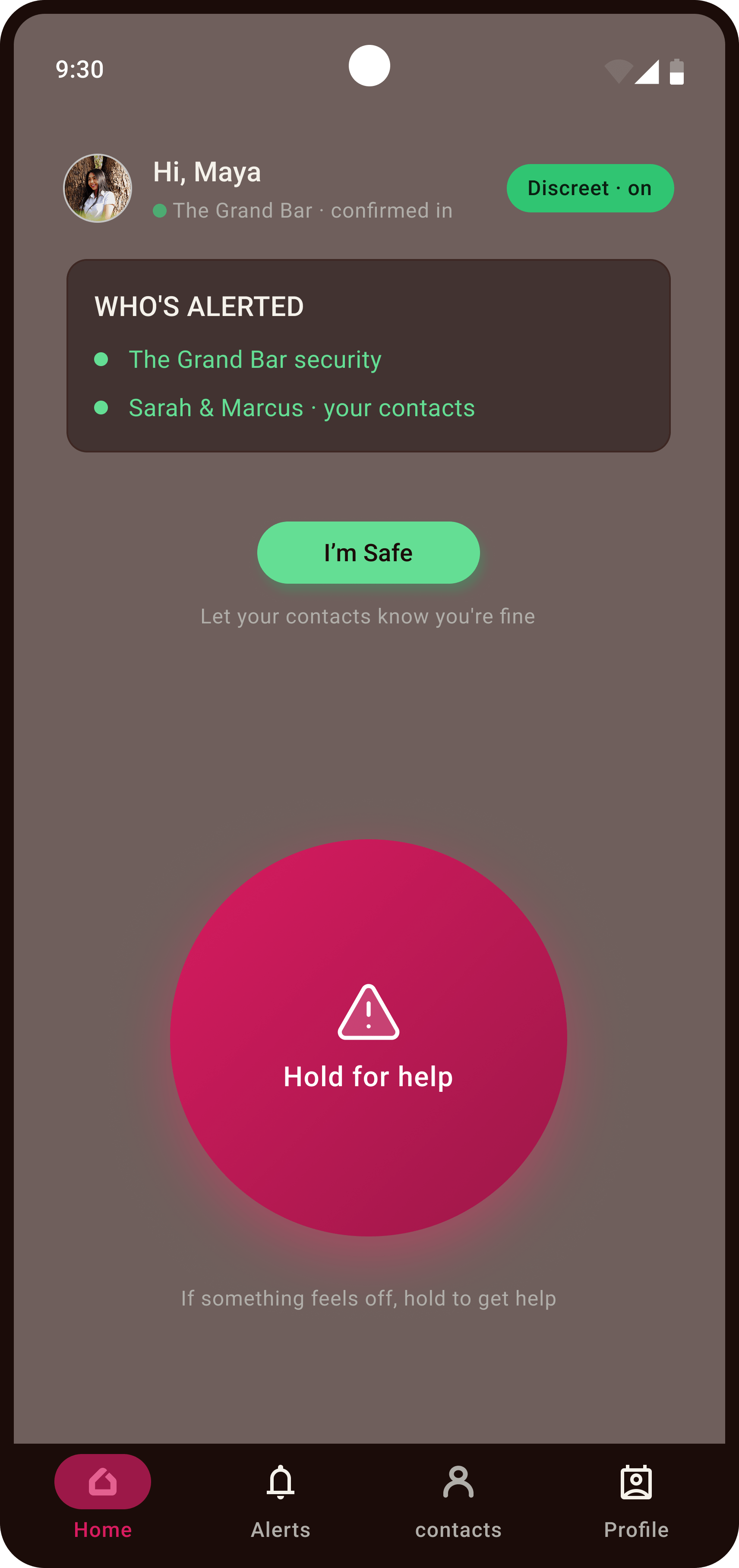 Patron app Hold for Help screen
