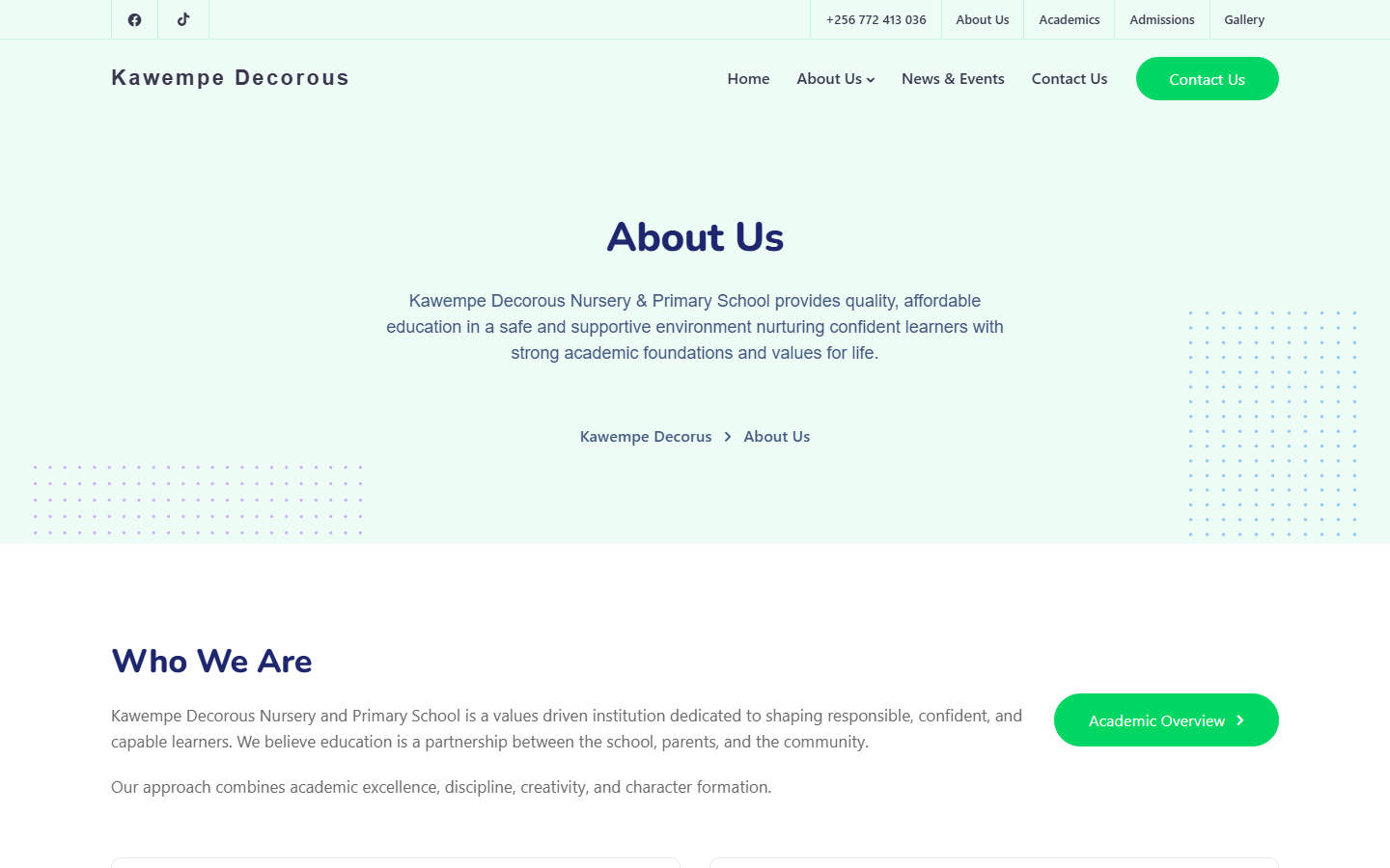 About Us page